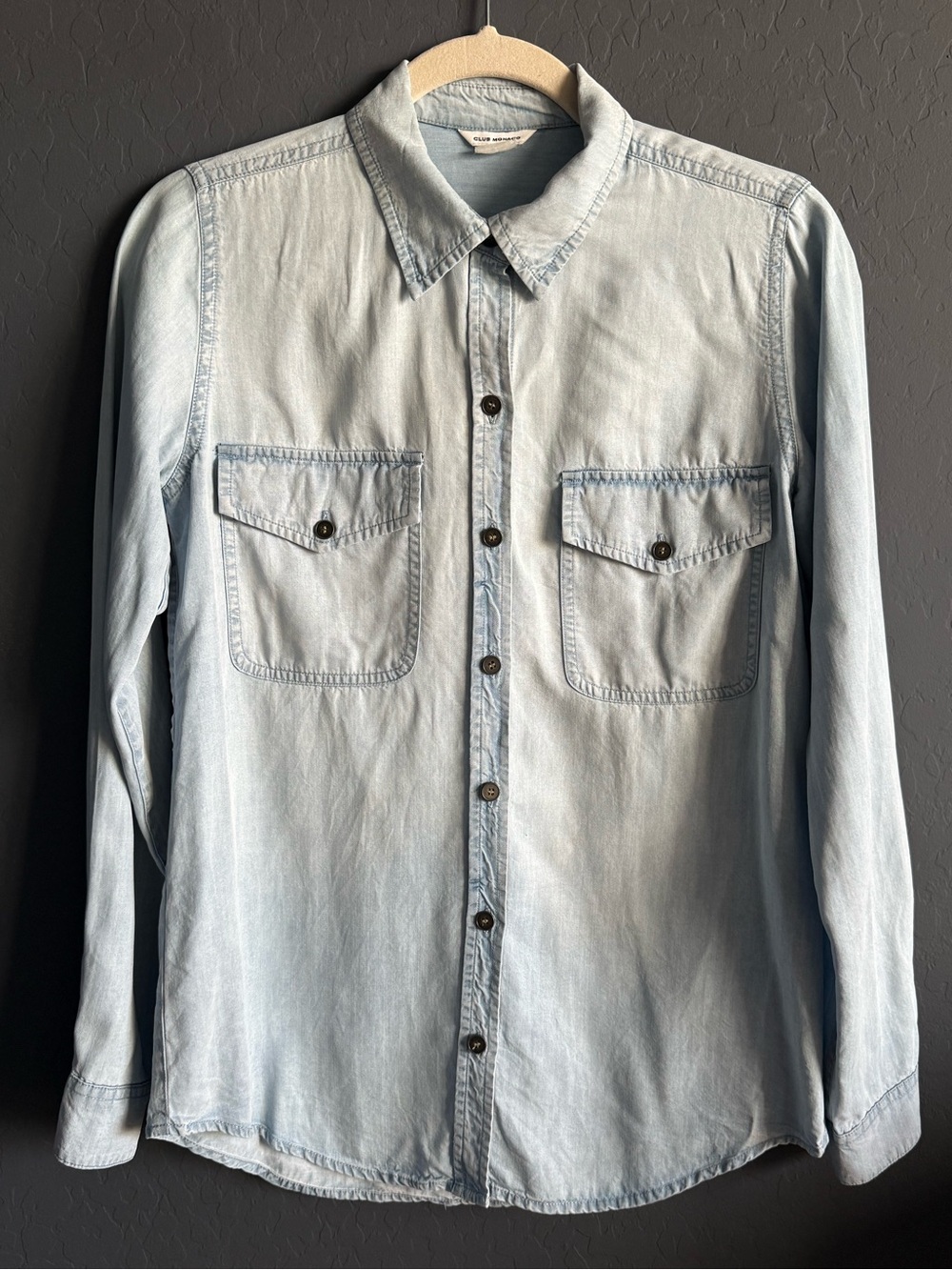 Club Monaco Light Blue Denim-Style Button-Down Shirt